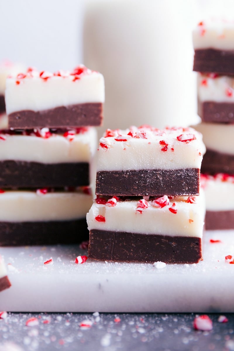 Rich Peppermint Fudge Peppermint Fudge, ready to be eaten.