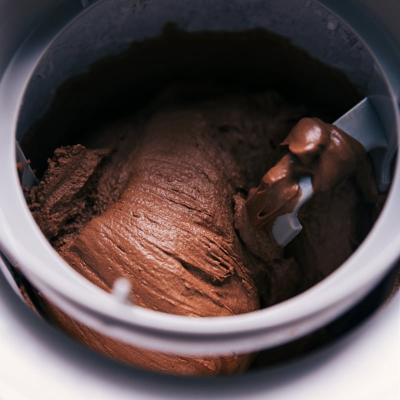 The absolute best Healthy Ice Cream made with wholesome, nutritious ingredients, and no frozen bananas! Recipe via Chelseasmessyapron.com #dessert #best #quick #easy #simple #lowcalorie #clean #whole #chocolate #sweetpotatoes #healthy #icecream Healthy Ice Cream going into the freezer