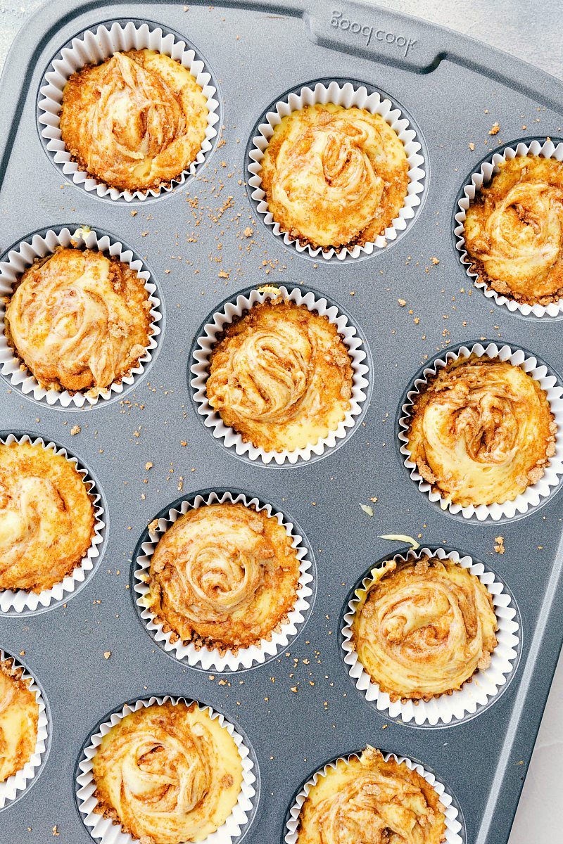 Cinnamon Roll Cupcakes turn ordinary cake mix into a tasty treat! View of a pan of cupcakes ready to go in the oven