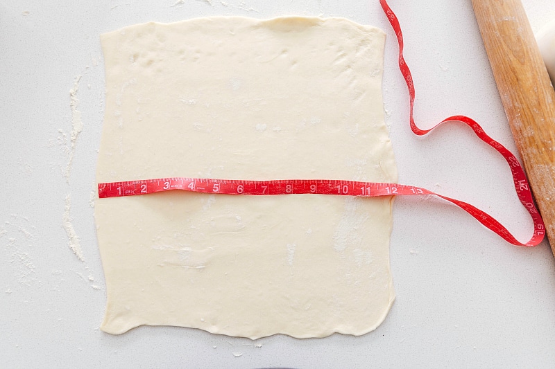 Prep The Dough For Apple Turnover The dough rolled out and prepped to fill with the filling.