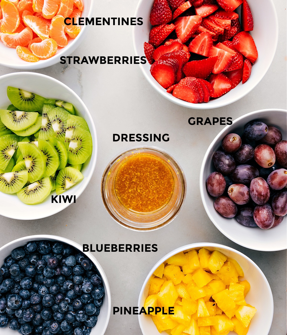 How To Make Fruit Salad All the ingredients in this recipe prepped out for easy assembly.