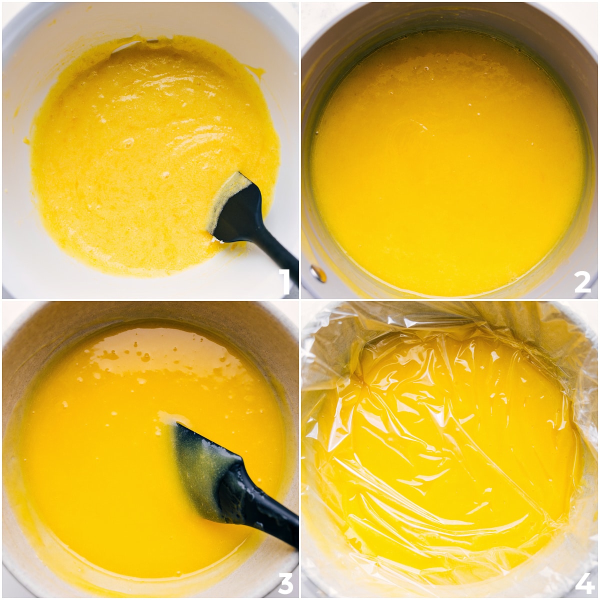 Thickening The Lemon Curd Over The Stove The sauce mixed in a pot over low heat, stirred constantly until thickened.