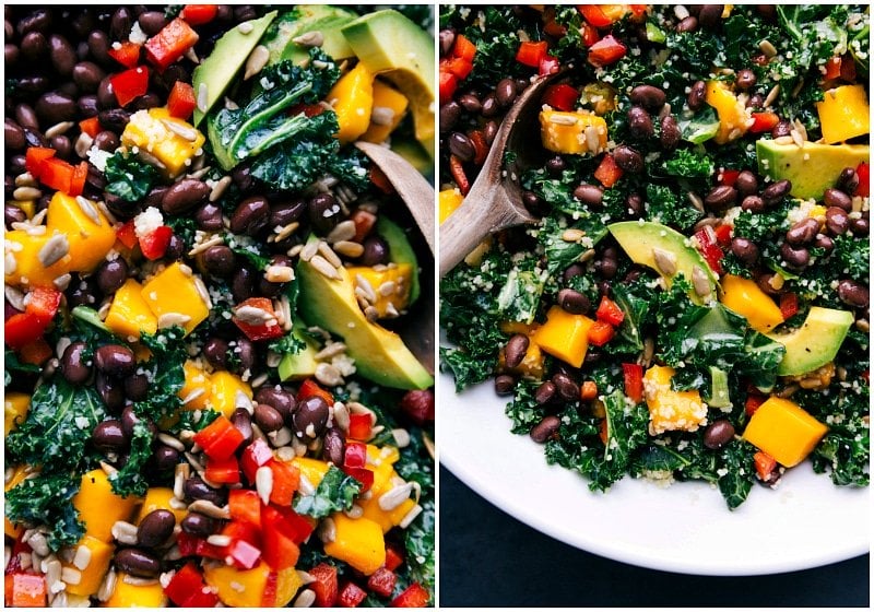 Detailed Closeup of Kale and Couscous Salad A bowl full of the vibrant, freshly prepared dish.