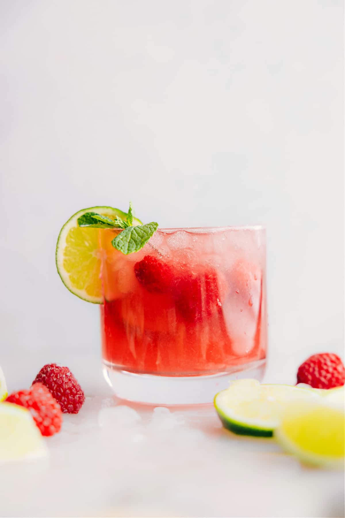 Sparkling Raspberry Limeade in a cup.