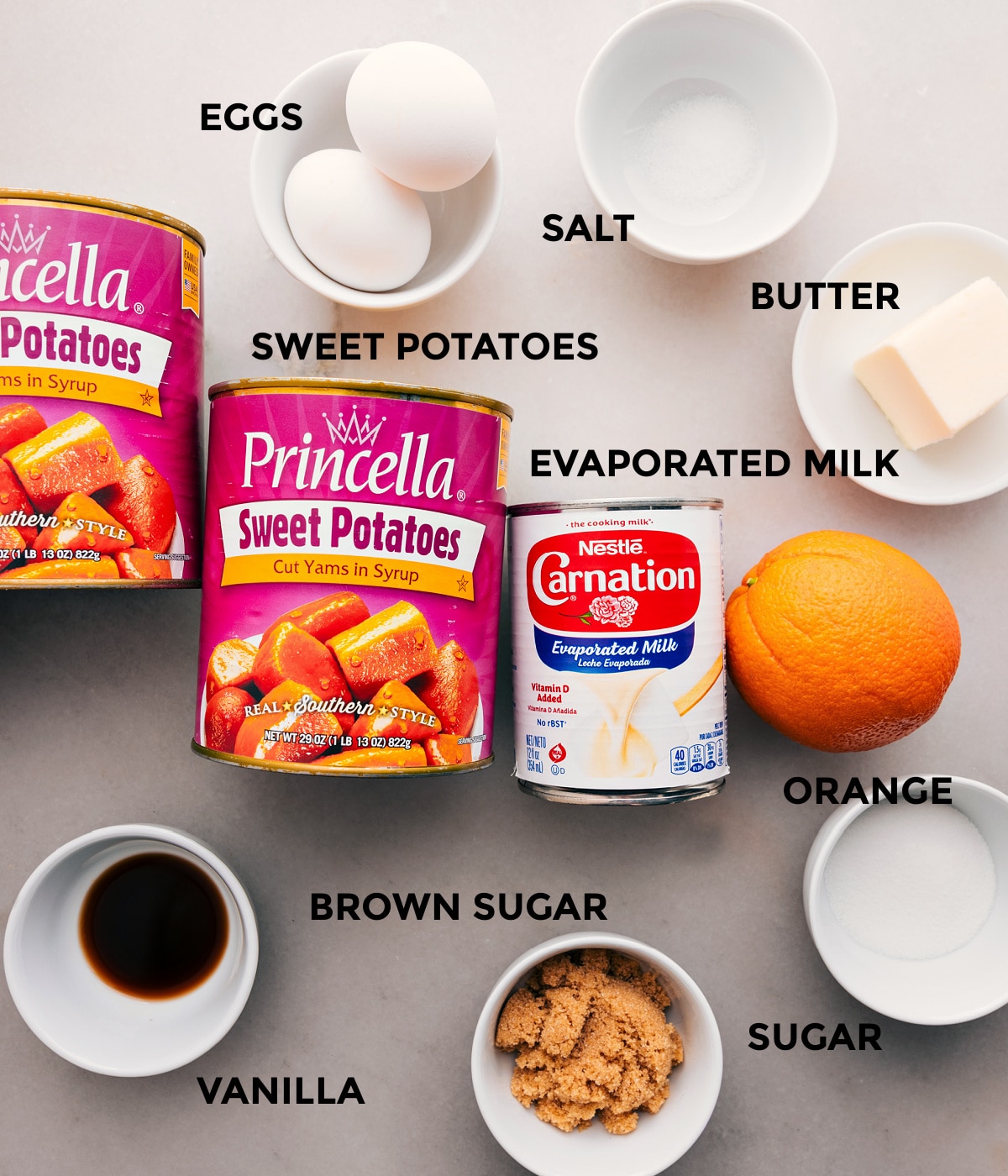 Ingredients In Crockpot Sweet Potato Casserole This recipe includes potatoes, eggs, salt, butter, evaporated milk, orange, sugar, and vanilla.