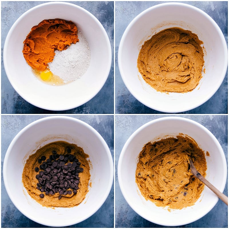 Pumpkin Cookie Dough Preparation Mixing ingredients together to create a delicious dough ready to bake.