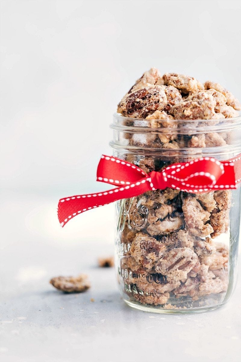 Gift This Candied Pecans Recipe Mason jar filled with this Candied Pecans Recipe.