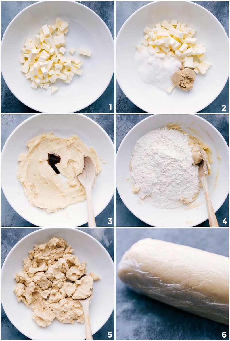 Creating Shortbread Cookie Dough: A Step-by-Step Guide Making the dough for the shortbread cookie recipe, from mixing ingredients to forming the dough.