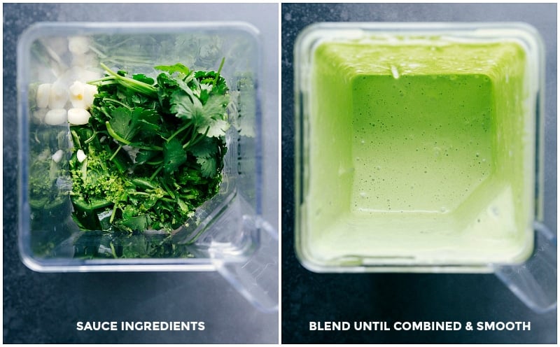 Preparing Sauce in Blender: Processing Ingredients Until Smooth Making sauce by blending all ingredients in a blender until smooth.