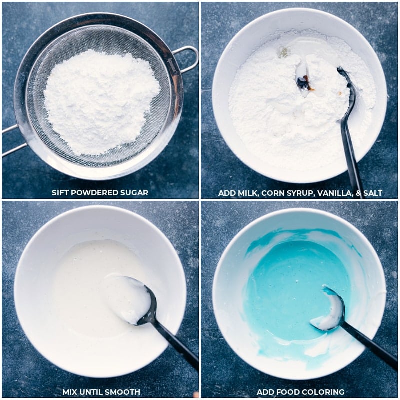 This delicious Cut-Out Sugar Cookie Recipe is my go-to when using a cookie cutter! A simple, but delicious cookie recipe with stunning results and minimal hands-on or chilling time. Plus, the sugar cookie icing is easy to work with and so tasty (unlike a lot of royal icing recipes.) Recipe via ChelseasMessyApron #dessert #best #quick #easy #simple #treat #fresh #frosting #icing #icedsugarcookies #cutout #sugar #cookie #recipe Process shots-- images of the icing being made