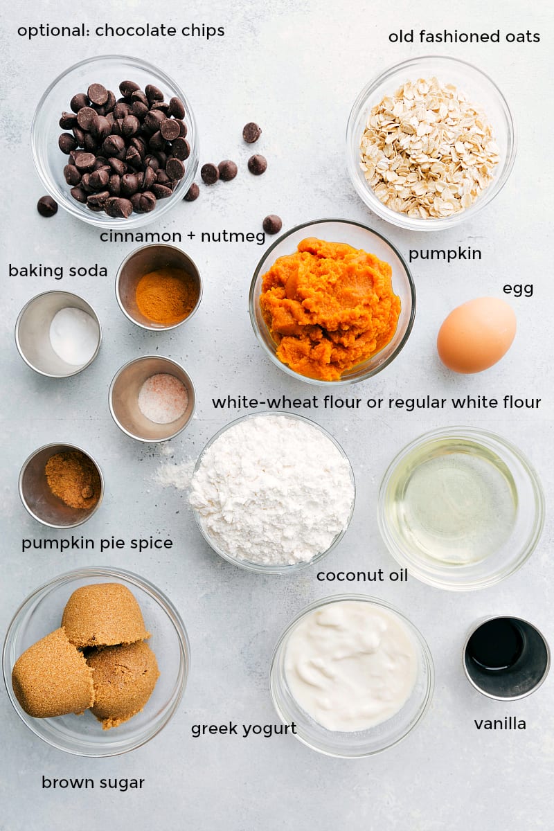 Nutrient-Rich Ingredients for Healthy Pumpkin Bread Ingredients laid out for making nutritious pumpkin bread.