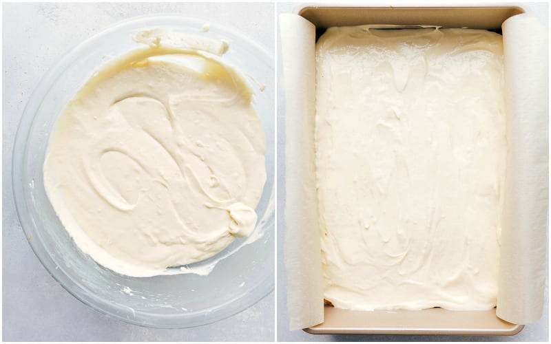 The BEST pumpkin cheesecake -- a delicious cinnamon graham cracker crust with two layers of cheesecake topped with an easy streusel and caramel sauce. These famous pumpkin cheesecake bars are sure to be a smash hit wherever you serve them!