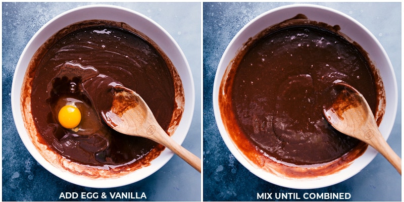 This rich Chocolate Zucchini Bread is moist, deeply chocolatey, and completely irresistible! This zucchini bread also uses better-for-you ingredients — less sugar than most zucchini bread, Greek yogurt, dark chocolate, coconut oil, blended-up oats, and of course, grated zucchini. Recipe via chelseasmessyapron #dessert #cocoa #healthy #breakfast #milk #chocolate #zucchini #bread Process shots-- mixing the eggs and vanilla into the batter