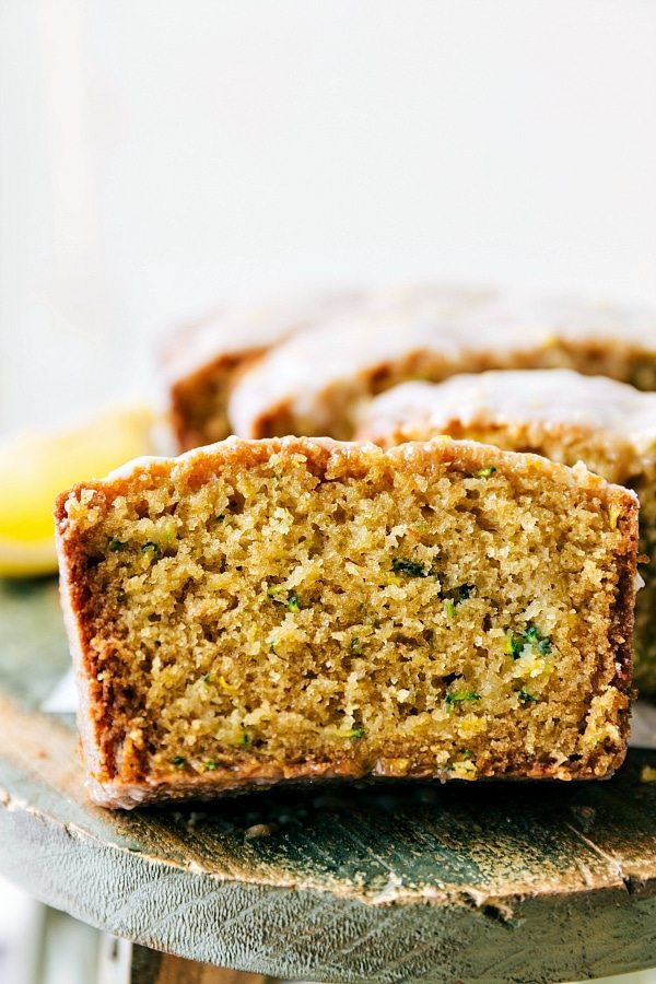 Sliced Moist Lemon Zucchini Bread - Delectable Treat A slice of the moist and delicious zucchini lemon bread ready to be enjoyed.