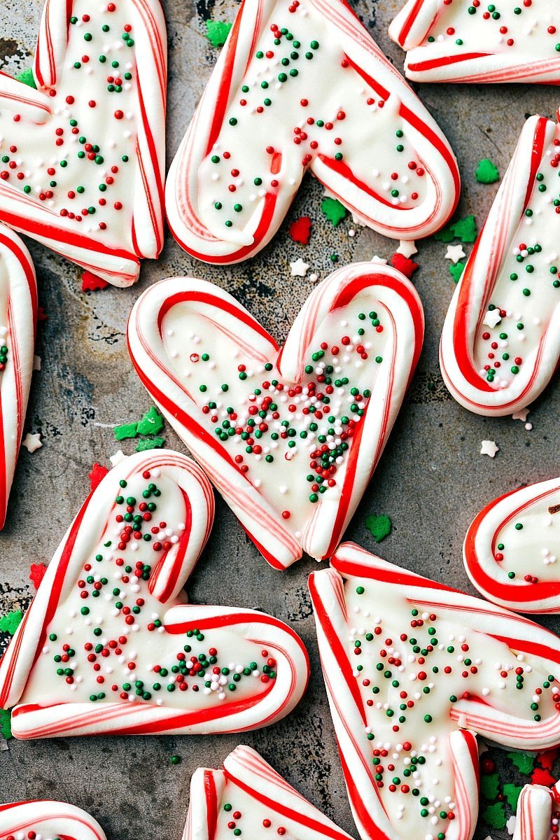 Easy Christmas Candy Recipes: White chocolate peppermint hearts.