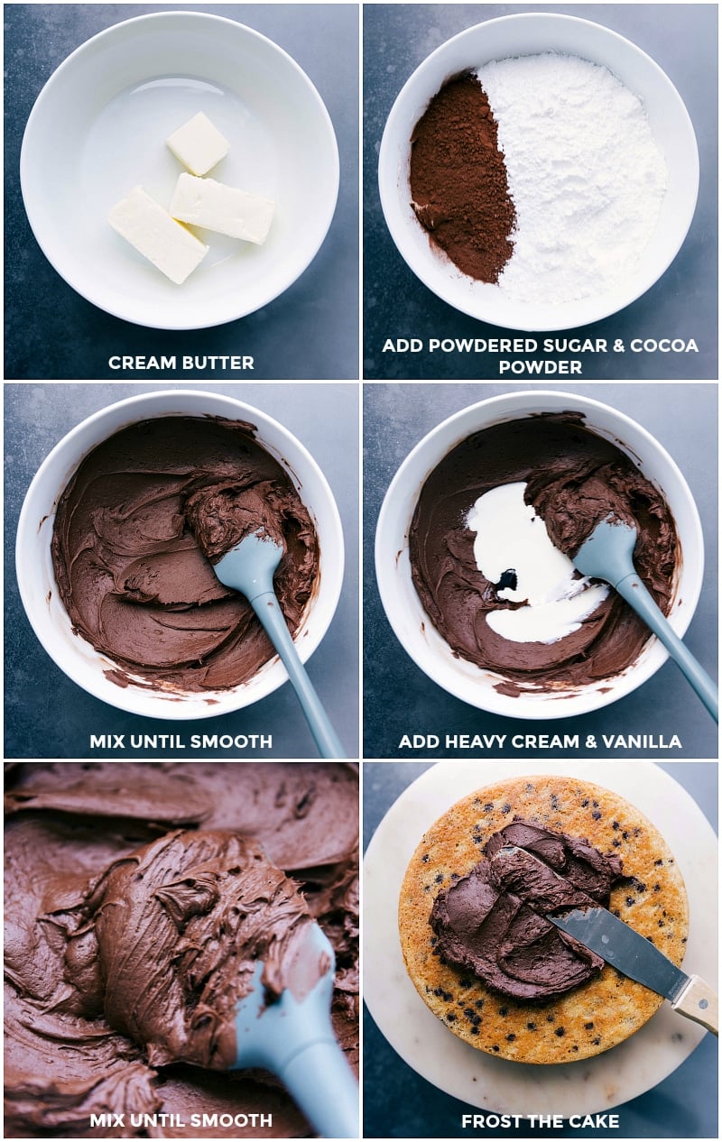 Preparing Creamy Frosting for Cake Making and spreading the delicious and creamy frosting over the cake.