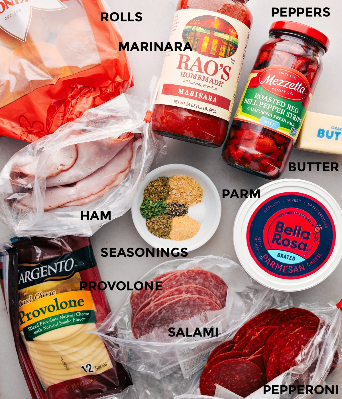 The Best Sliders Ingredients used in this recipe prepped out for easy assembly.