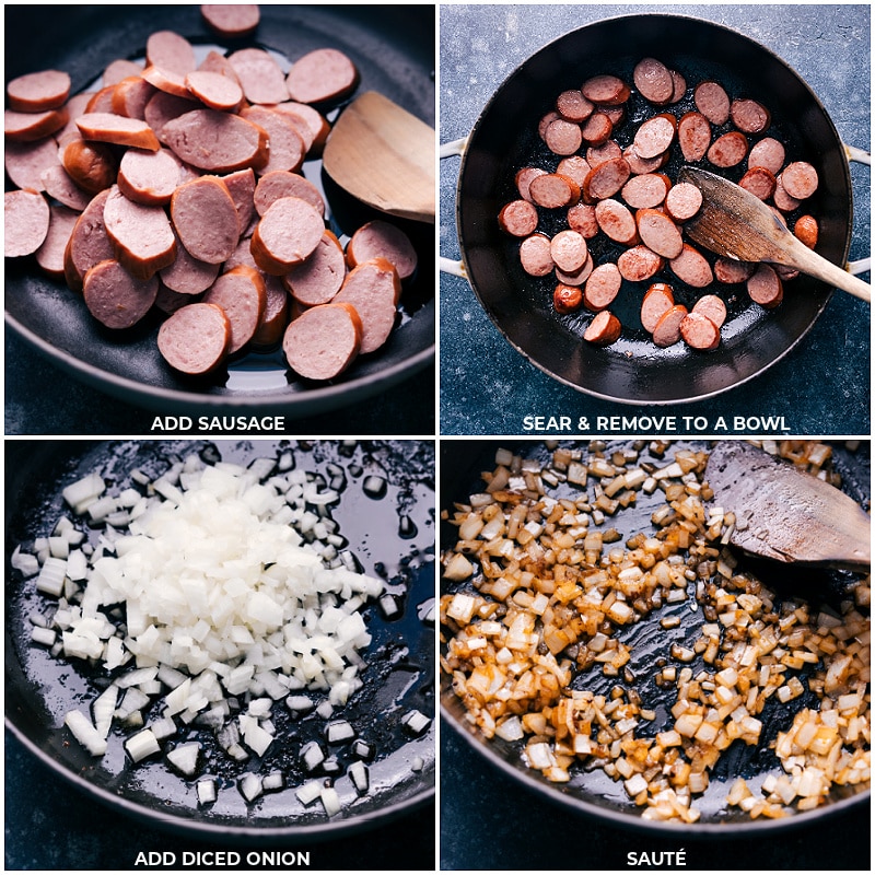 How To Make Cajun Sausage Pasta Sear the sausage and remove to bowl; sautee onion.