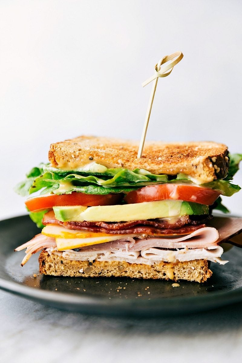 Club Sandwich Recipe stacked on top of each other.