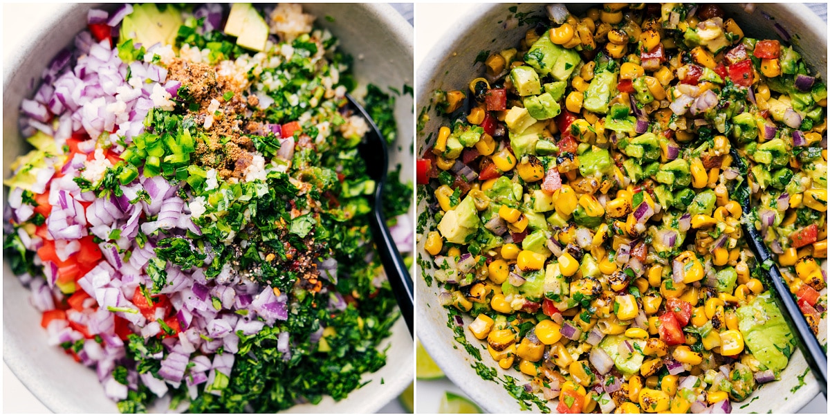 Delicous Avocado Salsa To Go With This Summer Chicken Recipe Mixing together the avocado salsa in a bowl for this summer chicken recipe.