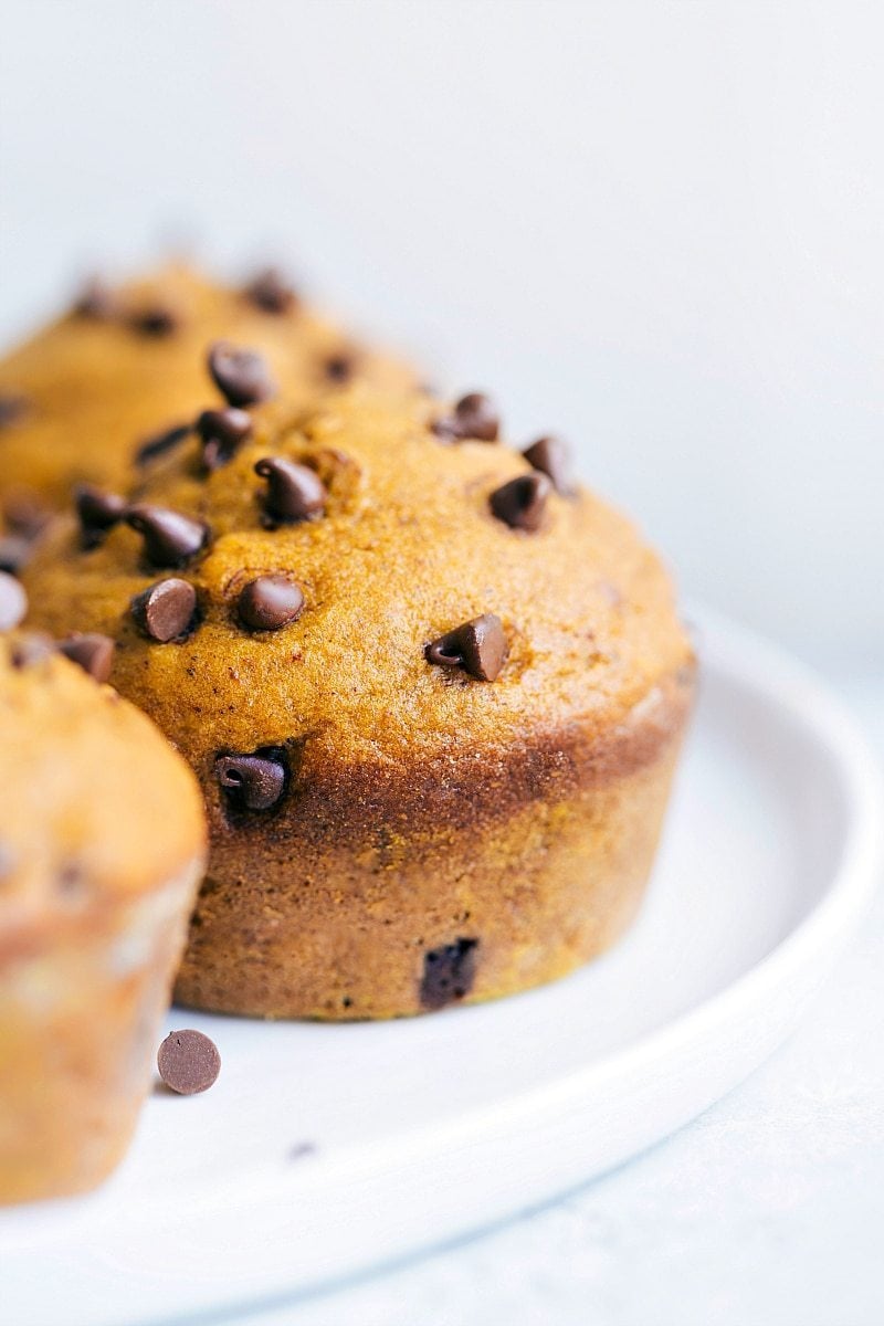 Sky-high bakery-style Pumpkin-Chocolate Chip Muffins are flavorful, moist, and so delicious! Pumpkin Chocolate Chip Muffins