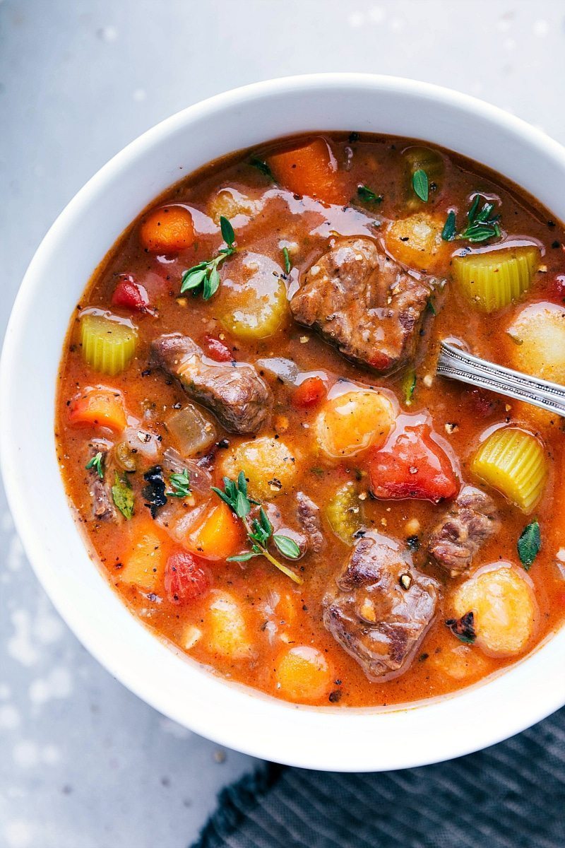 Crockpot Beef Stew With Gnocchi For A Twist Crockpot Beef Stew in a bowl ready to be enjoyed.