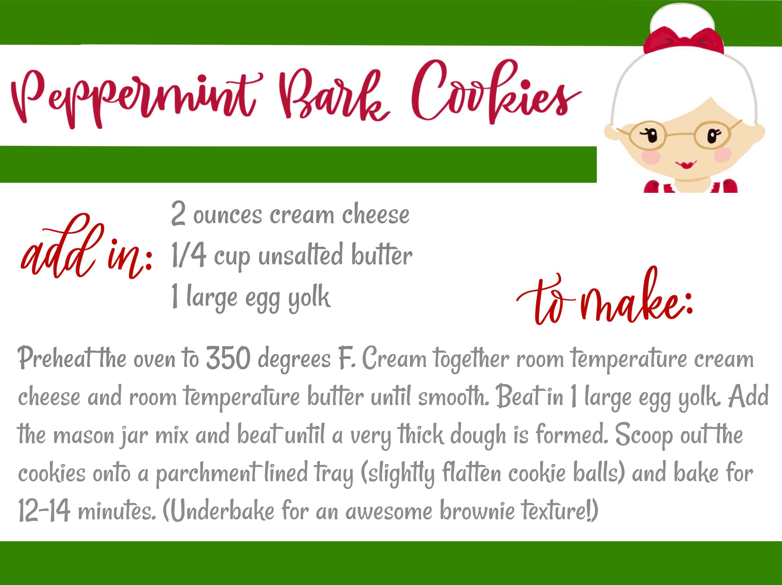 Mason Jar Peppermint Cookies With Adorable Printable Recipe Free mason jar peppermint cookies printable.
