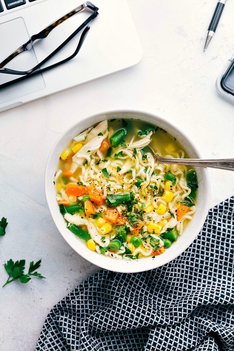 Flavorful And Simple Chicken And Veggie Soup Recipe Chicken and veggie soup made up in a bowl.