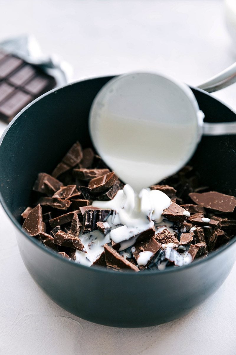 How To Make Chocolate Fondue Add heavy cream to the pot.