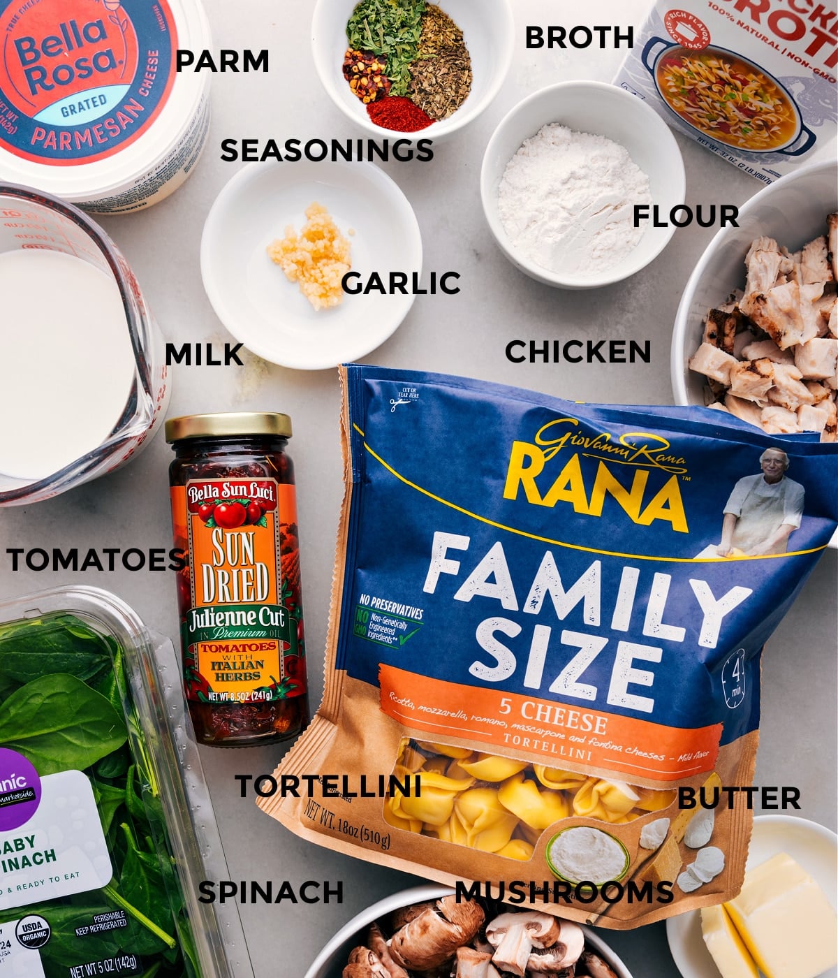 Ingredients In Marry Me Chicken Tortellini All the ingredients in this recipe prepped out for easy assembly.