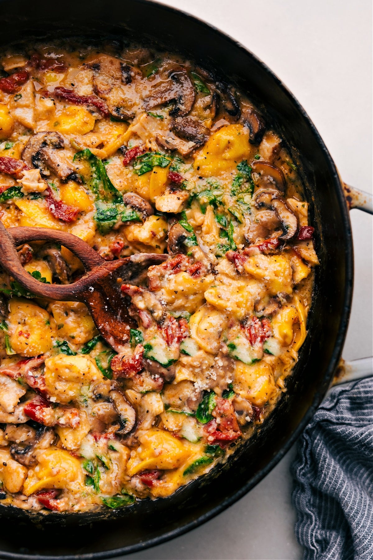 One Pan Sausage Tortellini Bake One pan dinner recipes: Marry Me Chicken Tortellini fresh out of the oven.