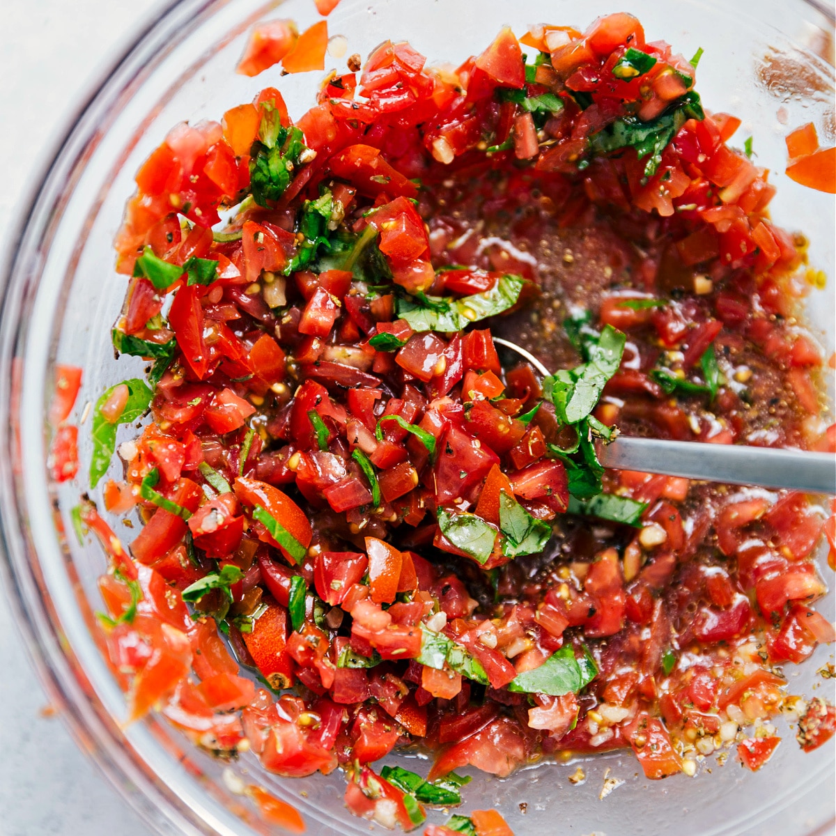 The Best Bruschetta The fresh bruschetta in a bowl to go with this dish.