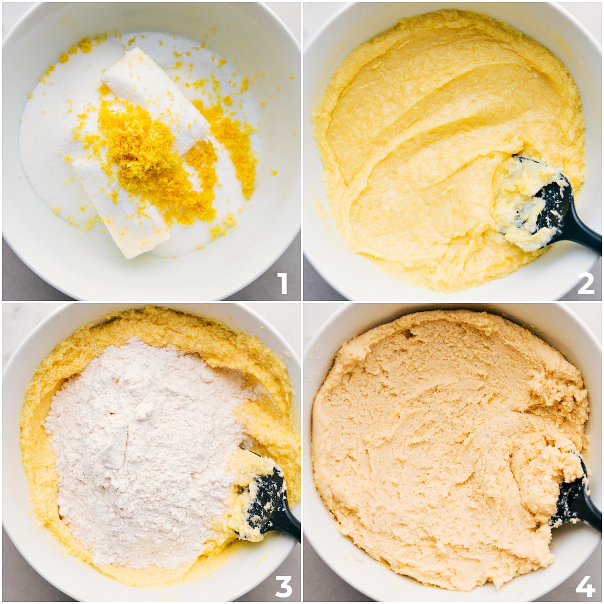 How To Make This Lemon Cookies Recipe This lemon cookies recipe dough being mixed together all in one bowl.