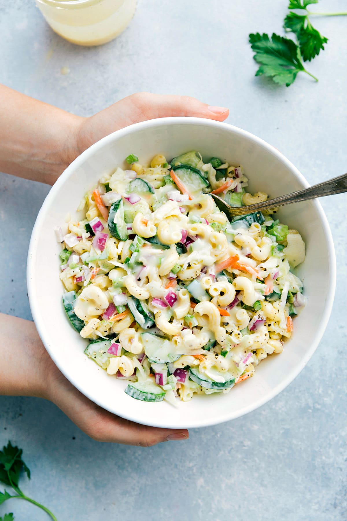 Easy Macaroni Coleslaw Salad Recipe Macaroni Coleslaw Salad recipe in a bowl ready to be enjoyed.