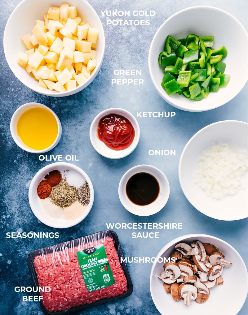 Philly Cheesesteak Foil Packs make a fun campfire meal. These foil packs are loaded with veggies -- onion, peppers, potatoes, and mushrooms. On top of the veggies, we add seasoned and crumbled ground beef and finish everything off with gooey melted Provolone cheese. Recipe via ChelseasMessyApron #dinner #quick #easy #simple #best #cheesy #peppers #potatoes #campfire #phillycheesesteak #foilpacks Ingredients for Philly Cheesesteak Foil Packs