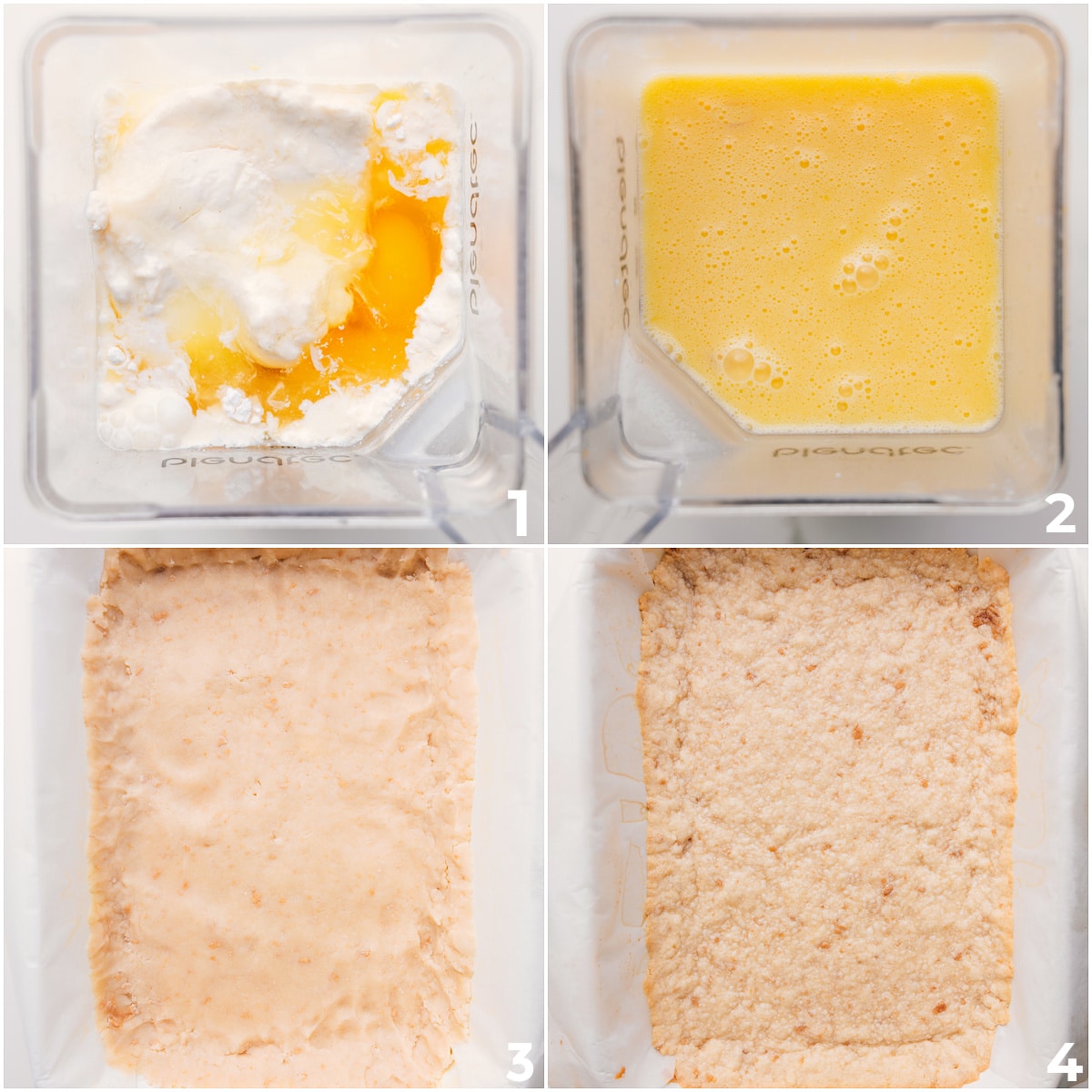 How To Make Lemon Bars Lemon filling ingredients added to a blender and blended together, while the base crust bakes in a pan for this lemon bars recipe.