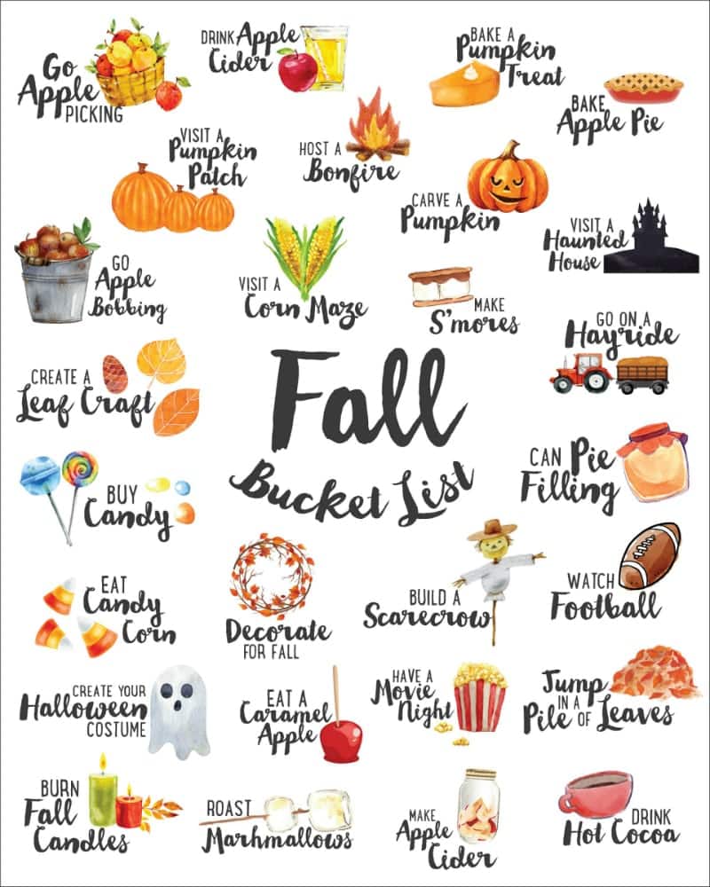 Picture of a Free Printable Fall Bucket List