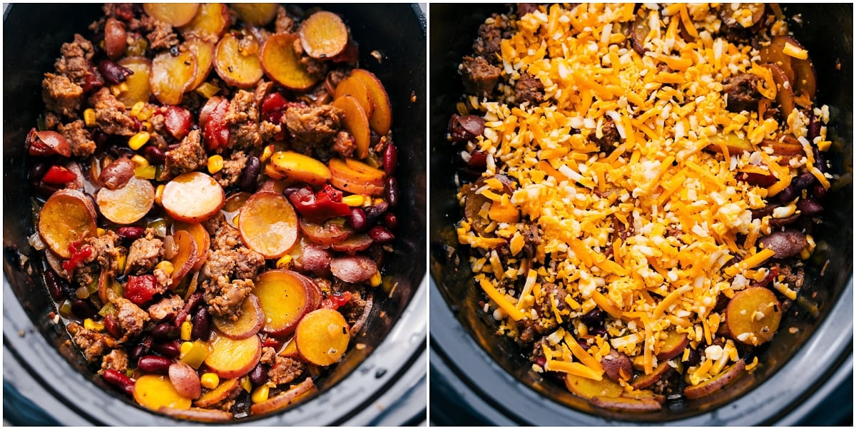 Slow Cooking The Cowboy Casserole To Perfection The crockpot cowboy casserole slow-cooks, and then I sprinkle cheese on top. Everything cooks to tender perfection.
