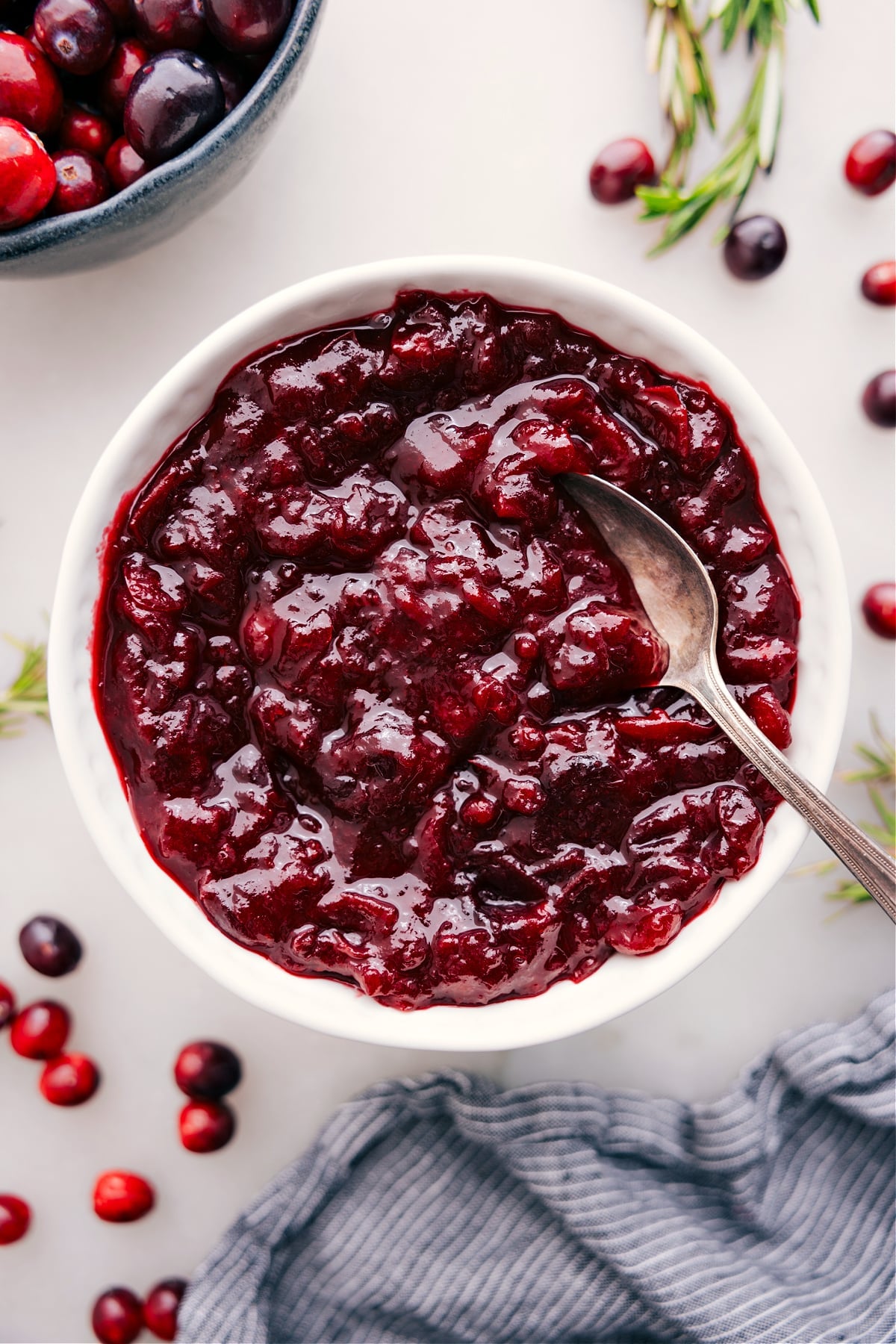 Cranberry Sauce in a bowl, ready to serve at your holiday spread.