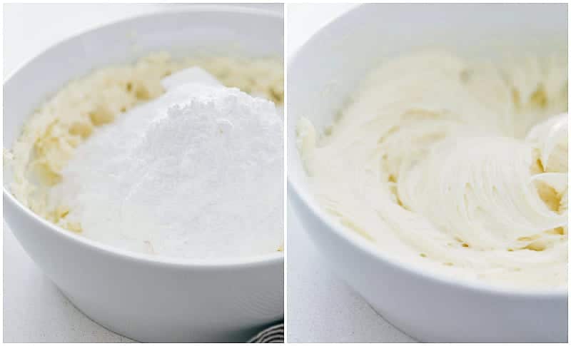 Perfectly simple homemade cream cheese frosting Process shots of making easy cream cheese frosting