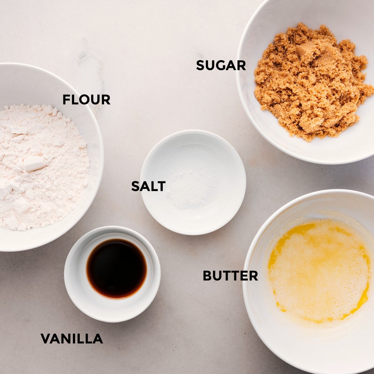 How To Make The Streusel Topping The streusel topping ingredients for this sweet potato casserole recipe including the flour, salt, vanilla, sugar, and butter.