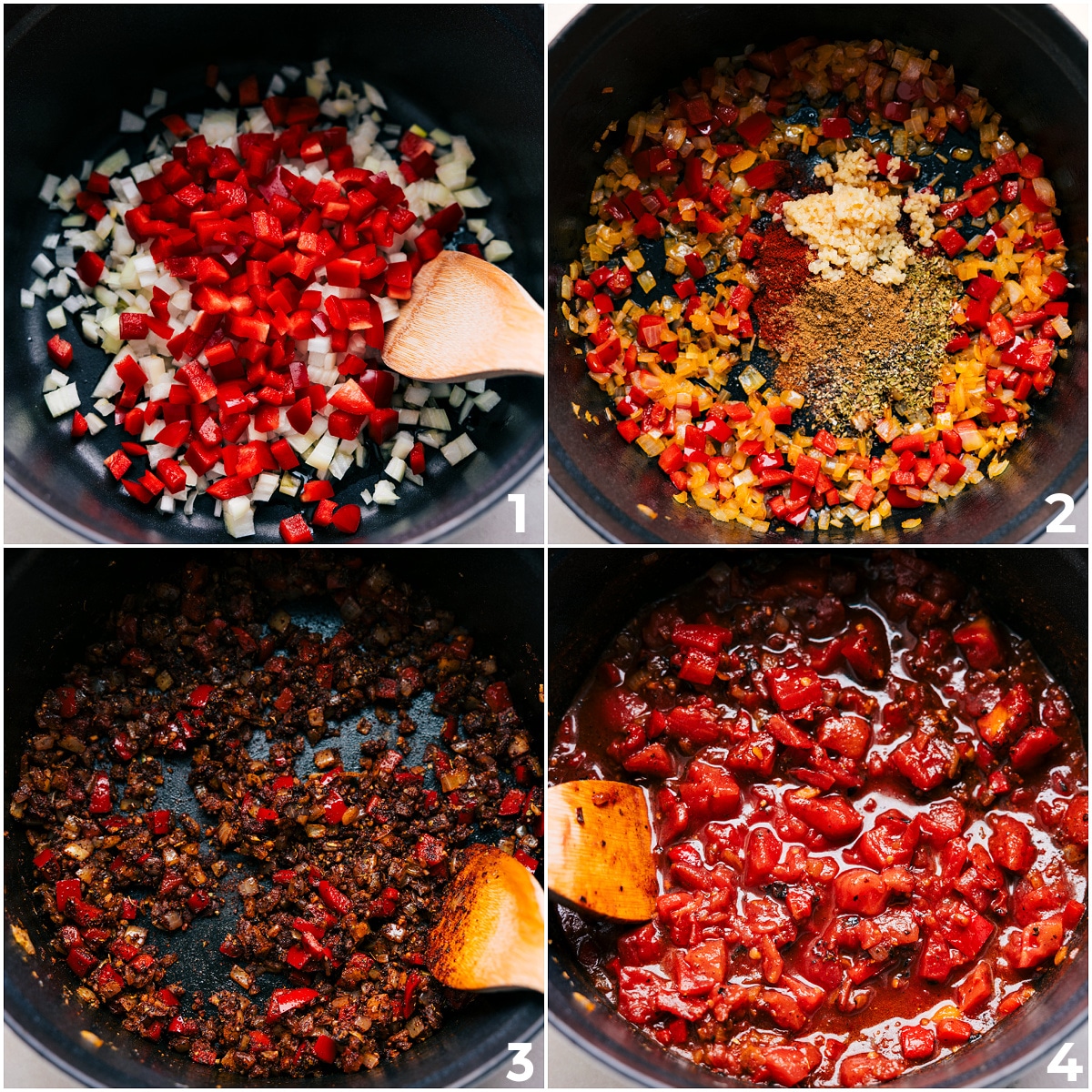 How To Make Vegetarian Chili Sautรฉing veggies with seasonings, then adding tomatoes for this vegetarian chili.