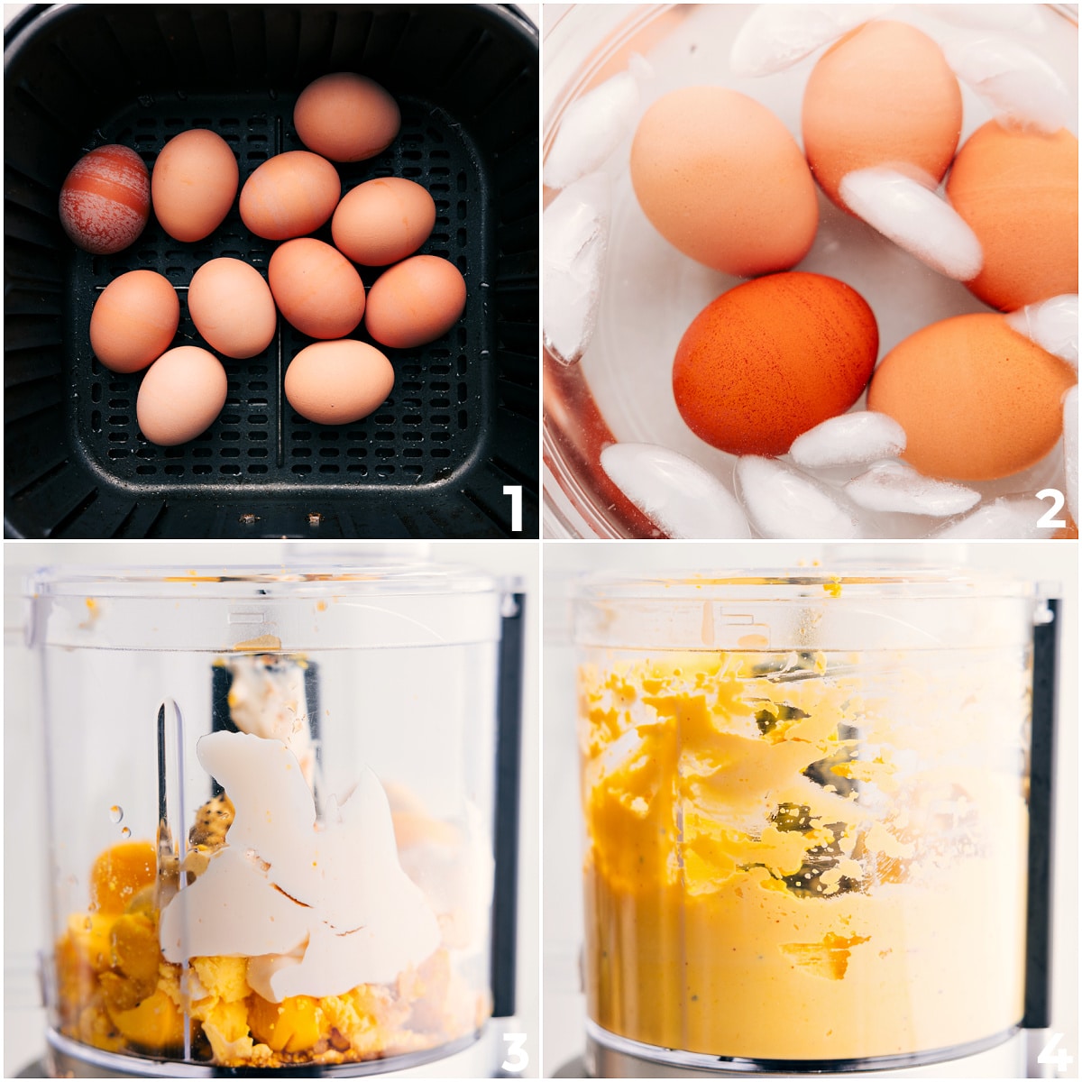 Air Fried Deviled Eggs Recipe Air fry the eggs, then blend them with the other ingredients for this deviled eggs recipe.