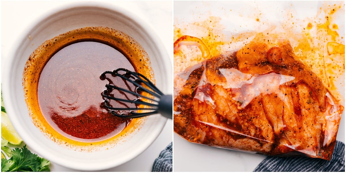 The Best Marinade For Mango Chicken The marinade whisked together in a bowl, then added to the chicken in a bag to marinate.