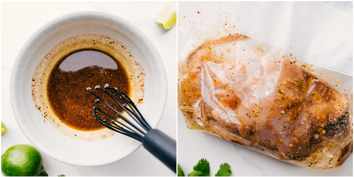 How To Make Pineapple Chicken Marinade Whisk the pineapple chicken marinade in a bowl, then pour it into a bag with the chicken to marinate.