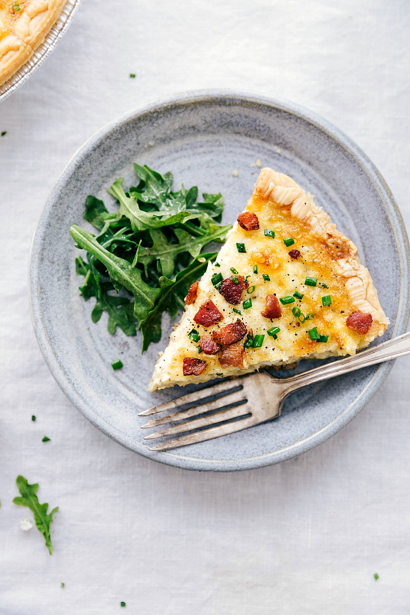 This simple Quiche Lorraine is packed with flavor! Finished and ready to eat Quiche Lorraine.