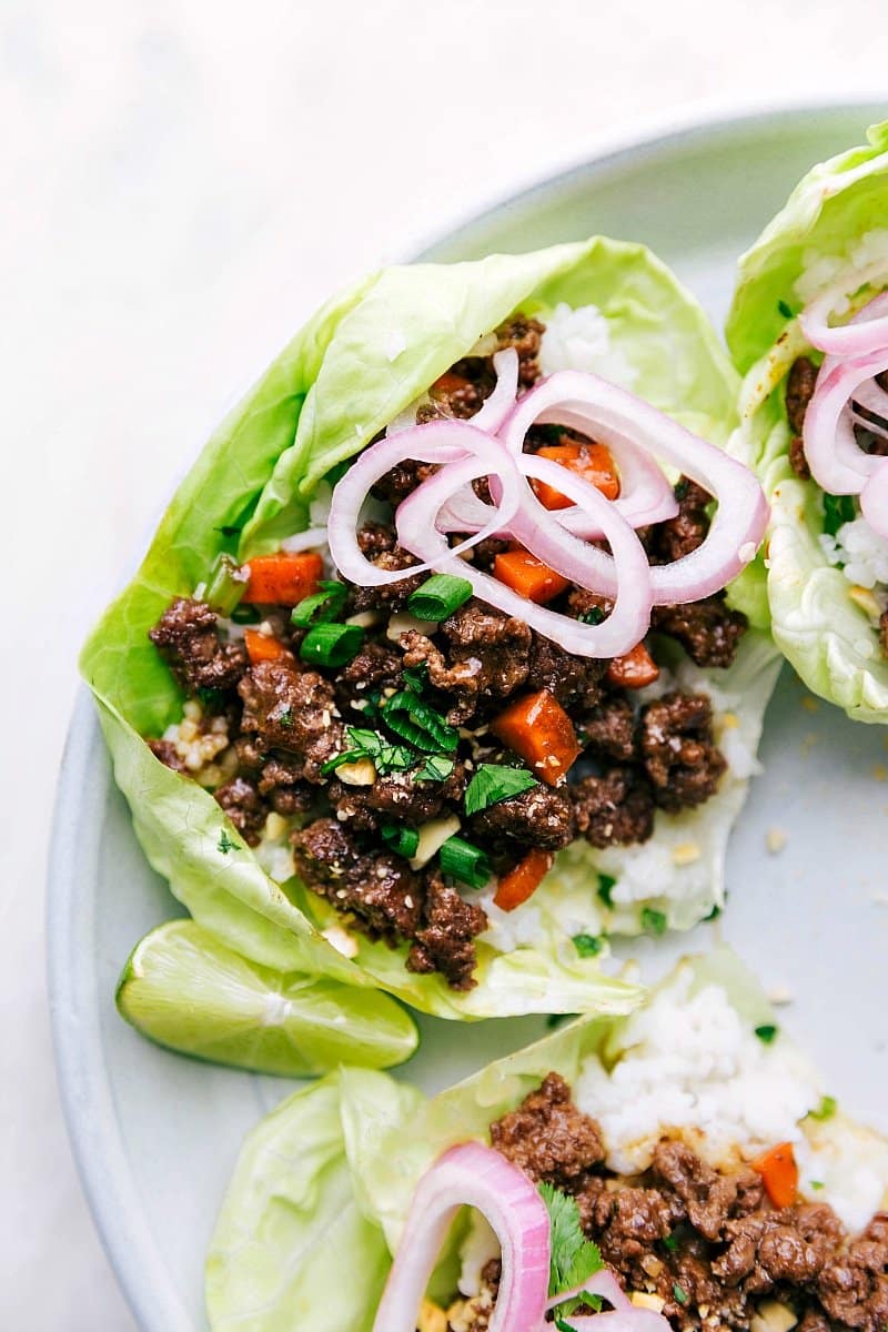 30-Minute Ground Beef Lettuce Wraps Ground Beef Lettuce Wrapsย with coconut-lime rice, veggies, and quick โpickledโ shallots.