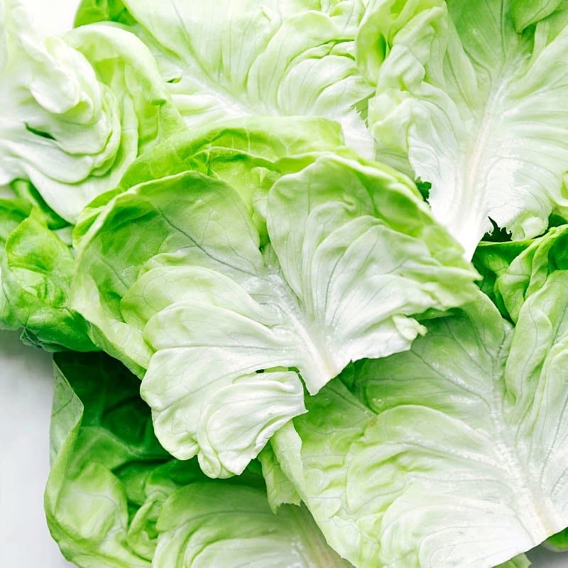 Lettuce leaves used in these ground beef lettuce wraps, ready to be filled and rolled with flavorful ground beef.