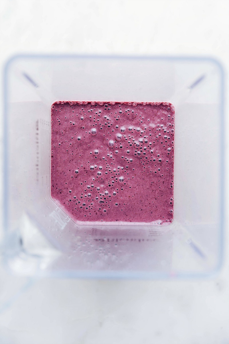 Blended Cherry Smoothie Ingredients All the ingredients blended together to create a smooth and delicious texture.