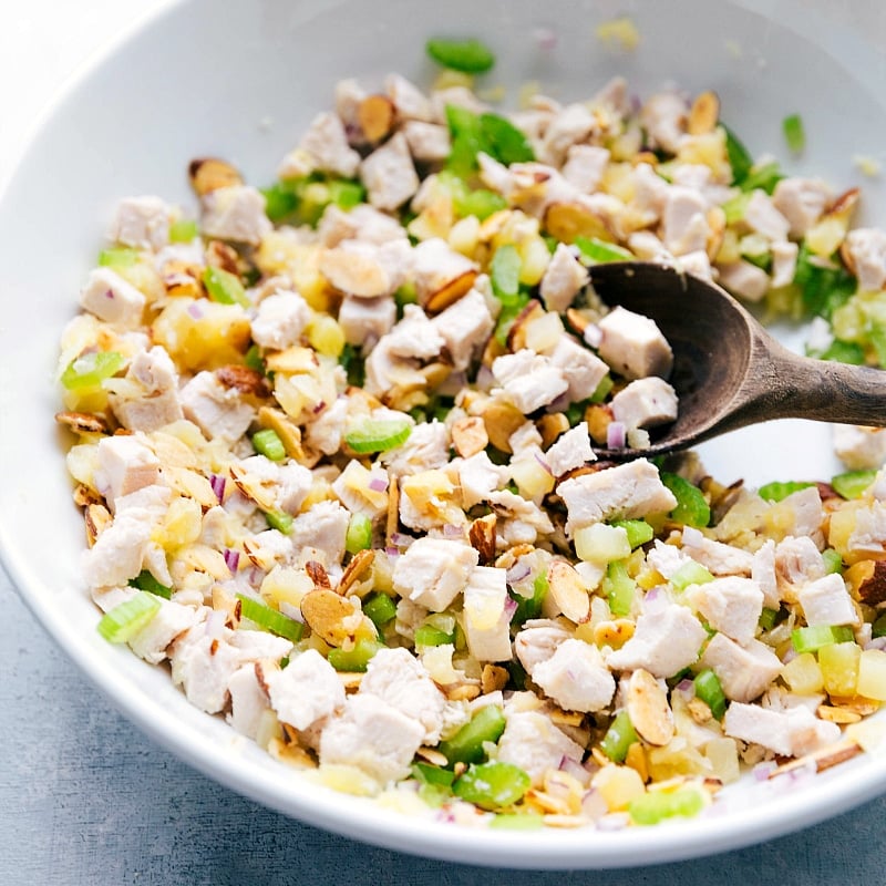 Ingredients Being Mixed Together All the ingredients for the recipe being mixed together in a large bowl, blending flavors and textures.